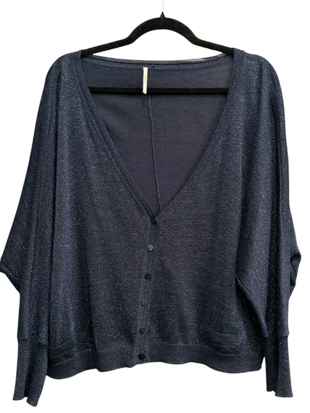 Free People Long Sleeve Shimmer Button Dowm Cardigan